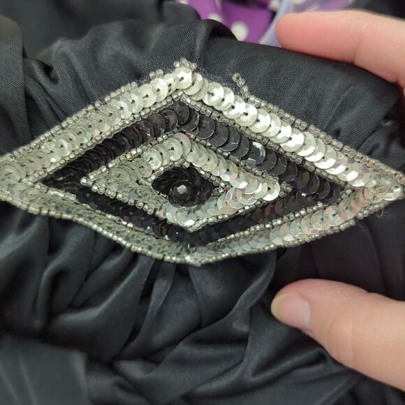 Disco Vintage Variations 80s 70s Dynasty Black Sequin Draped Midi Dress S 6/8 - Picture 9 of 9